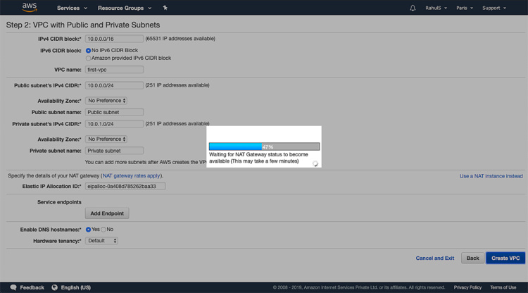 Espera a que se active la puerta de enlace