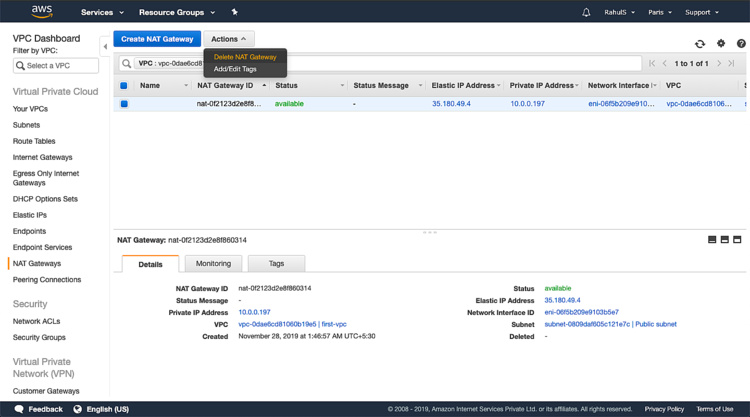Eliminar la pasarela NAT