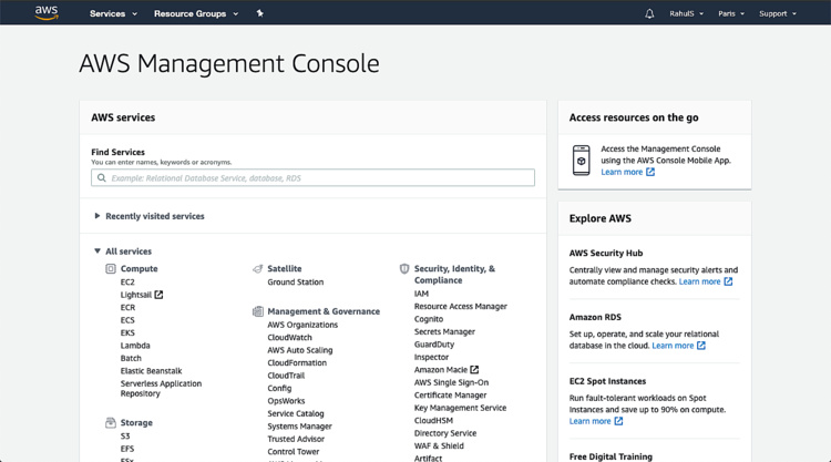 Consola de administración de AWS