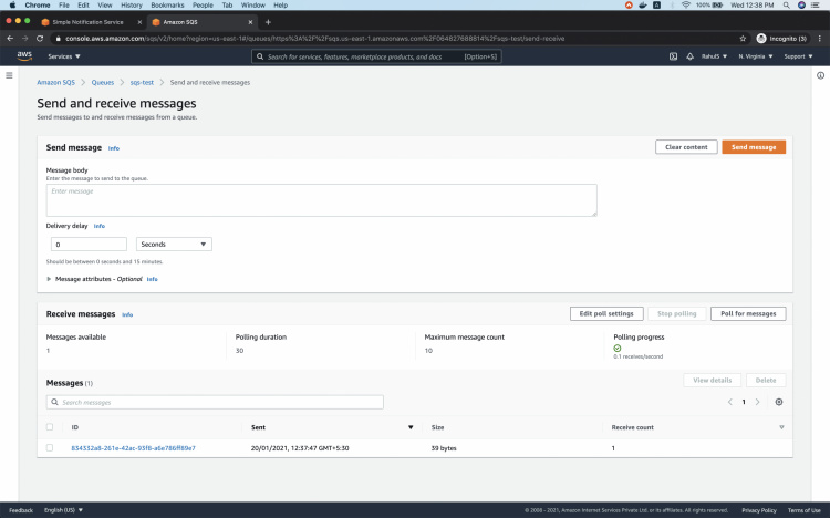 Mensaje recibido en SQS