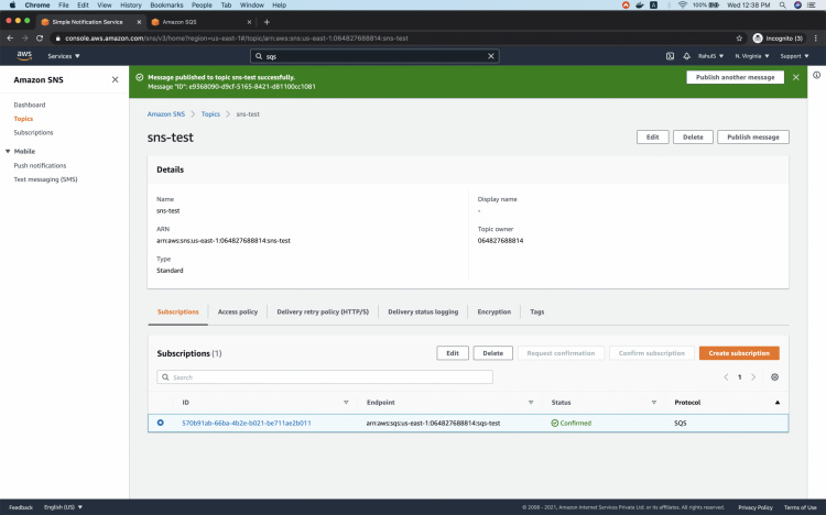 Eliminar el punto final de la suscripción SQS