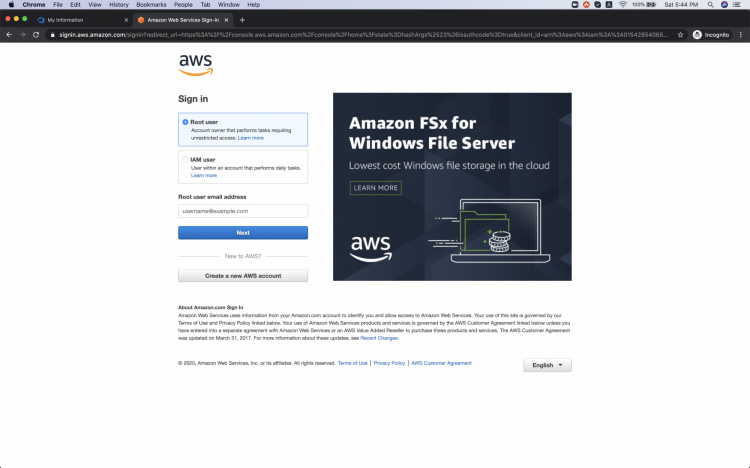 Iniciar sesión en AWS