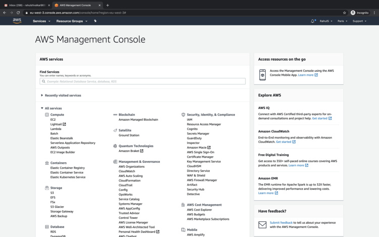 Consola de administración de AWS