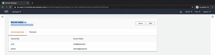 Comprueba los valores secretos