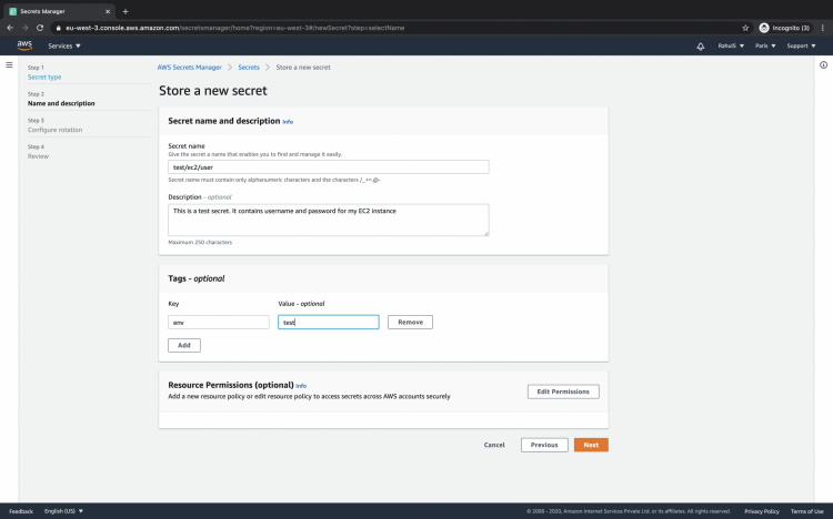 Añade detalles al secreto