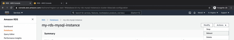 Reinicia la instancia