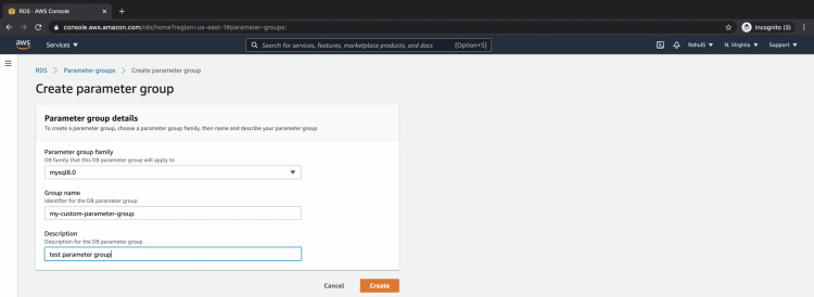 Crear un grupo de parámetros