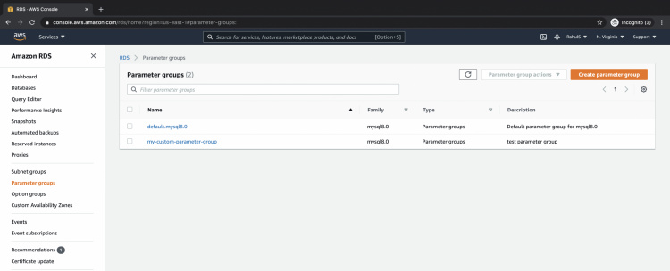 Nuevo Grupo de Parámetros