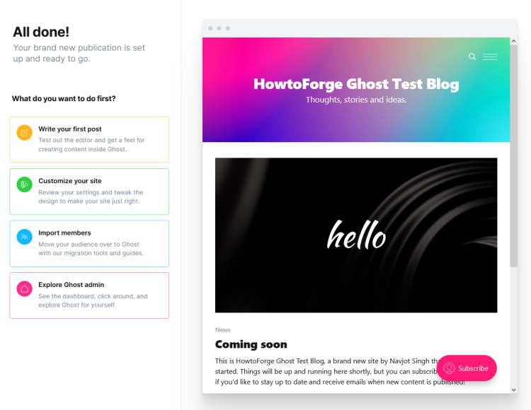 Sugerencias del instalador de Ghost