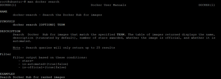manpage docker search