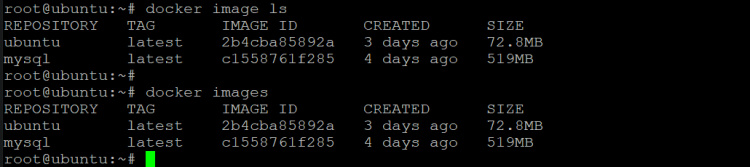 El comando docker image ls y el comando docker images hacen exactamente lo mismo.