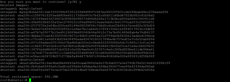 eliminar todas las imágenes que no se usan o que se pierden