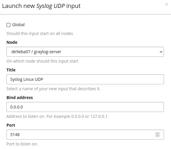 configurar entrada graylog