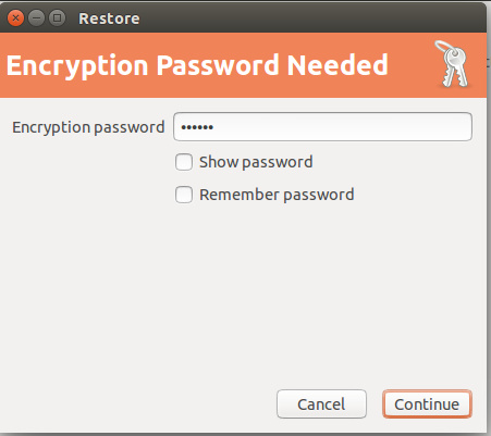 Introduce la contraseña de la copia de seguridad