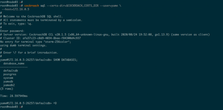 Comprobar la replicación de la base de datos en el Nodo03