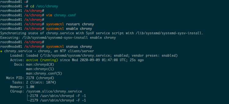 Iniciar y activar Chrony