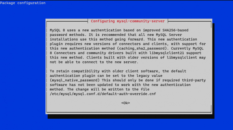 Información de autenticación de MySQL