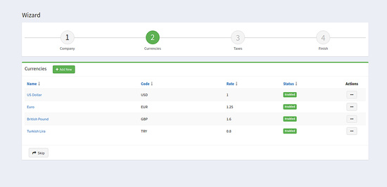 Configuración de la moneda