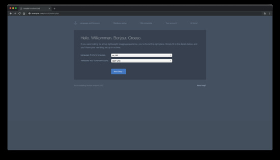 Selecciona el idioma y la zona horaria