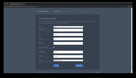 Configuración de la base de datos