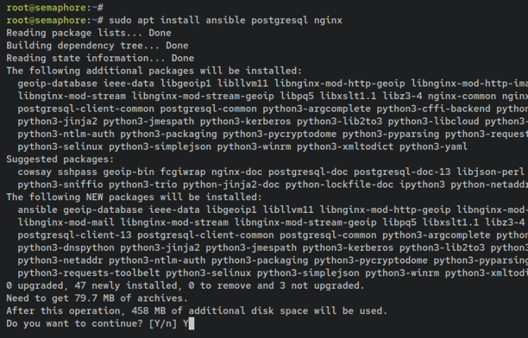 instalar ansible nginx postgresql