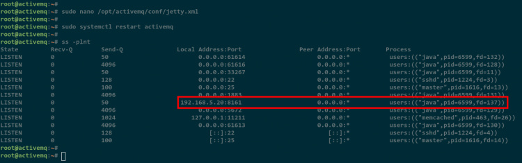 activar la consola web de activemq