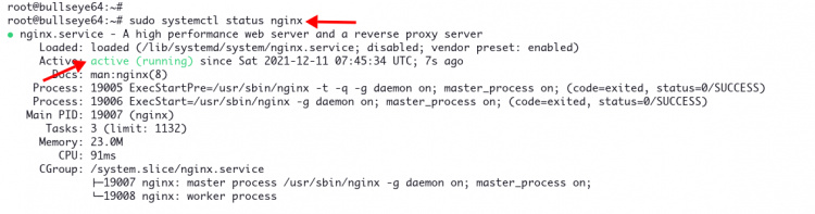 Verificar el estado del servicio Nginx