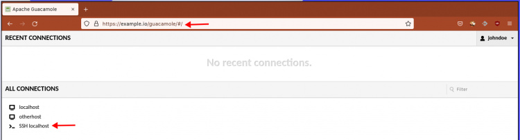 Conexiones de la Lista de Guacamole de Apache
