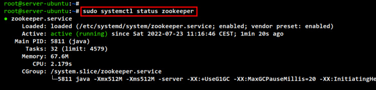 estado del servicio zookeeper