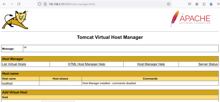 gestor de host tomcat