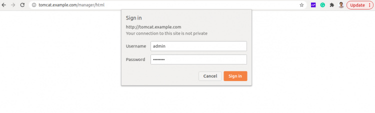 Inicio de sesión en Tomcat