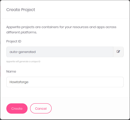 Crear proyecto Appwrite