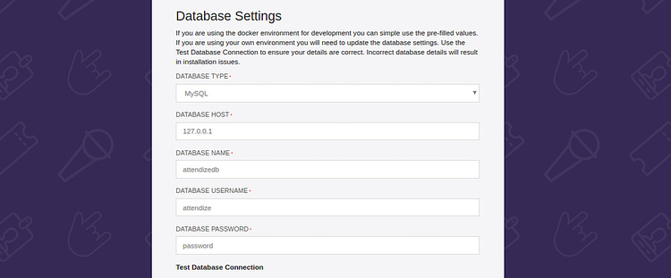 ajustes de la base de datos