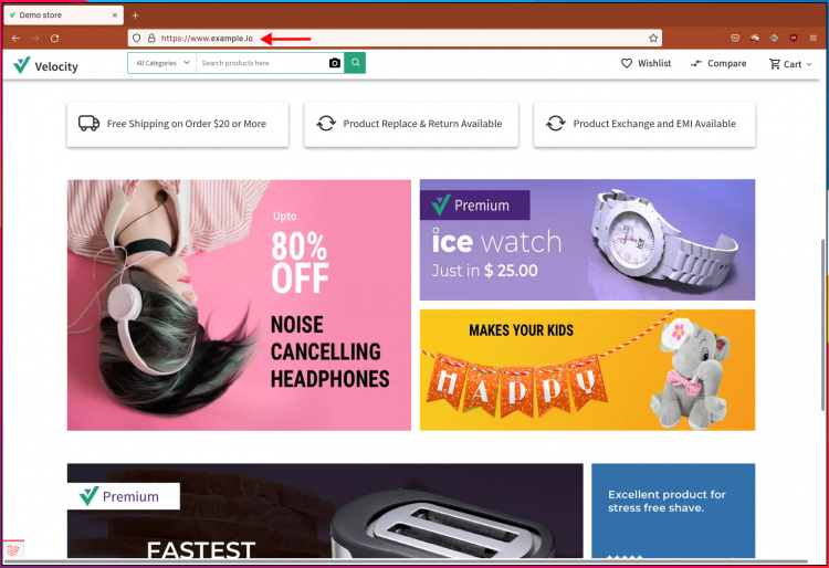 Página de inicio de Bagisto