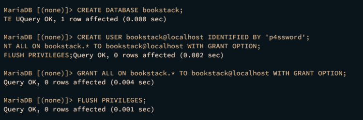crear base de datos y usuario