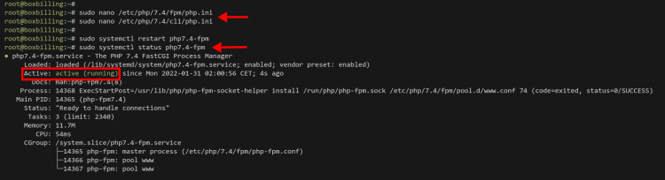 Comprobación de PHP-FPM