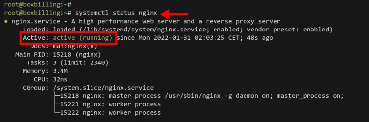 Comprobación del servicio Nginx