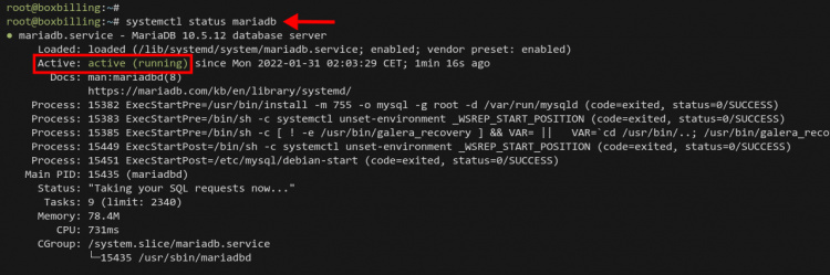 Comprobación de MariaDB