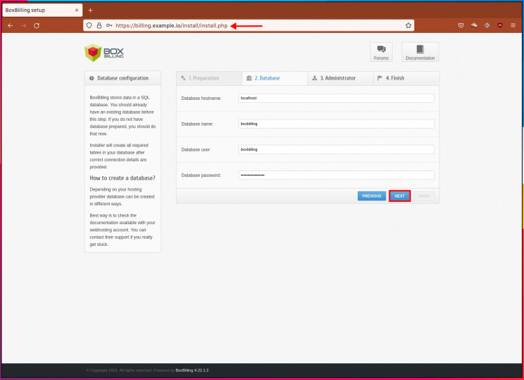 Configurar la base de datos BoxBilling