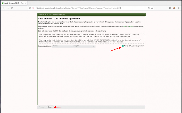 Acuerdo de licencia Cacti