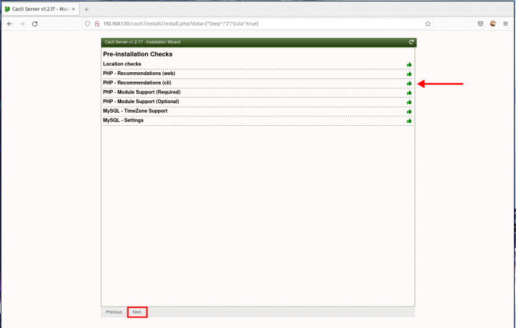 Comprobaciones del sistema Cacti