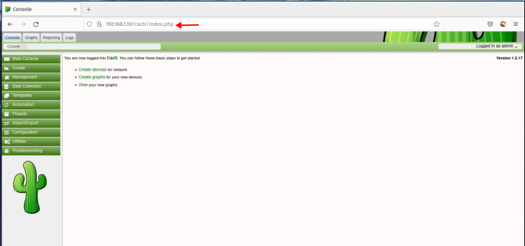 Panel de control del administrador de Cacti