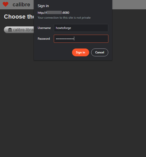 Mensaje de autenticación del servidor Calibre