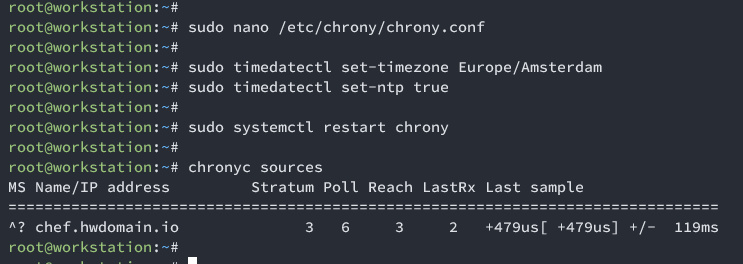 configurar cliente de estación de trabajo chrony chef