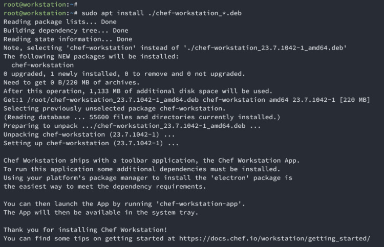 instalar estación de trabajo chef