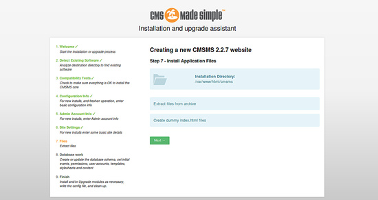 Instalar los archivos de la aplicación