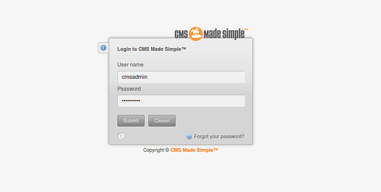 Iniciar sesión en el CMSMS