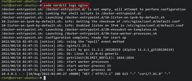 nerdctl comprobar registros