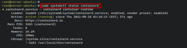 comprueba el servicio containerd