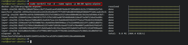 ejecutar contenedor nginx con containerd nerdctl
